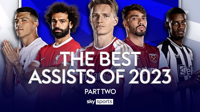 A look at a selection of the best Premier League assists in 2023, featuring servings from Lucas Paquetá, Mohamed Salah and Martin Ødegaard.