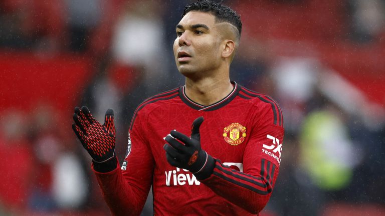 Manchester United&#39;s Casemiro reacts after the Premier League match at Old Trafford, Manchester. Picture date: Saturday September 30, 2023.
