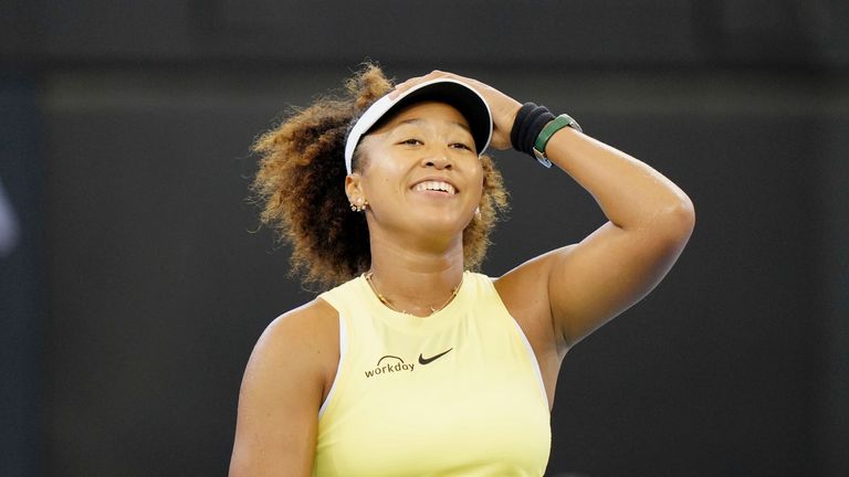 Former world No. 1 women&#39;s tennis player Naomi Osaka of Japan smiles after beating Tamara Korpatsch of Germany in the first round of the Brisbane International in Brisbane, Australia, on Jan. 1, 2024, marking her first tournament since giving birth to her daughter in July 2023. (Kyodo via AP Images) ==Kyodo


