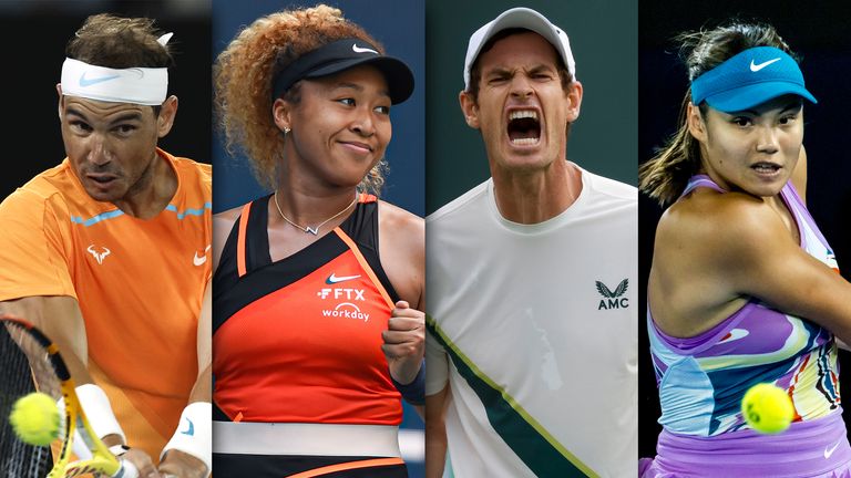 Rafa Nadal, Naomi Osaka, Andy Murray and Emma Raducanu